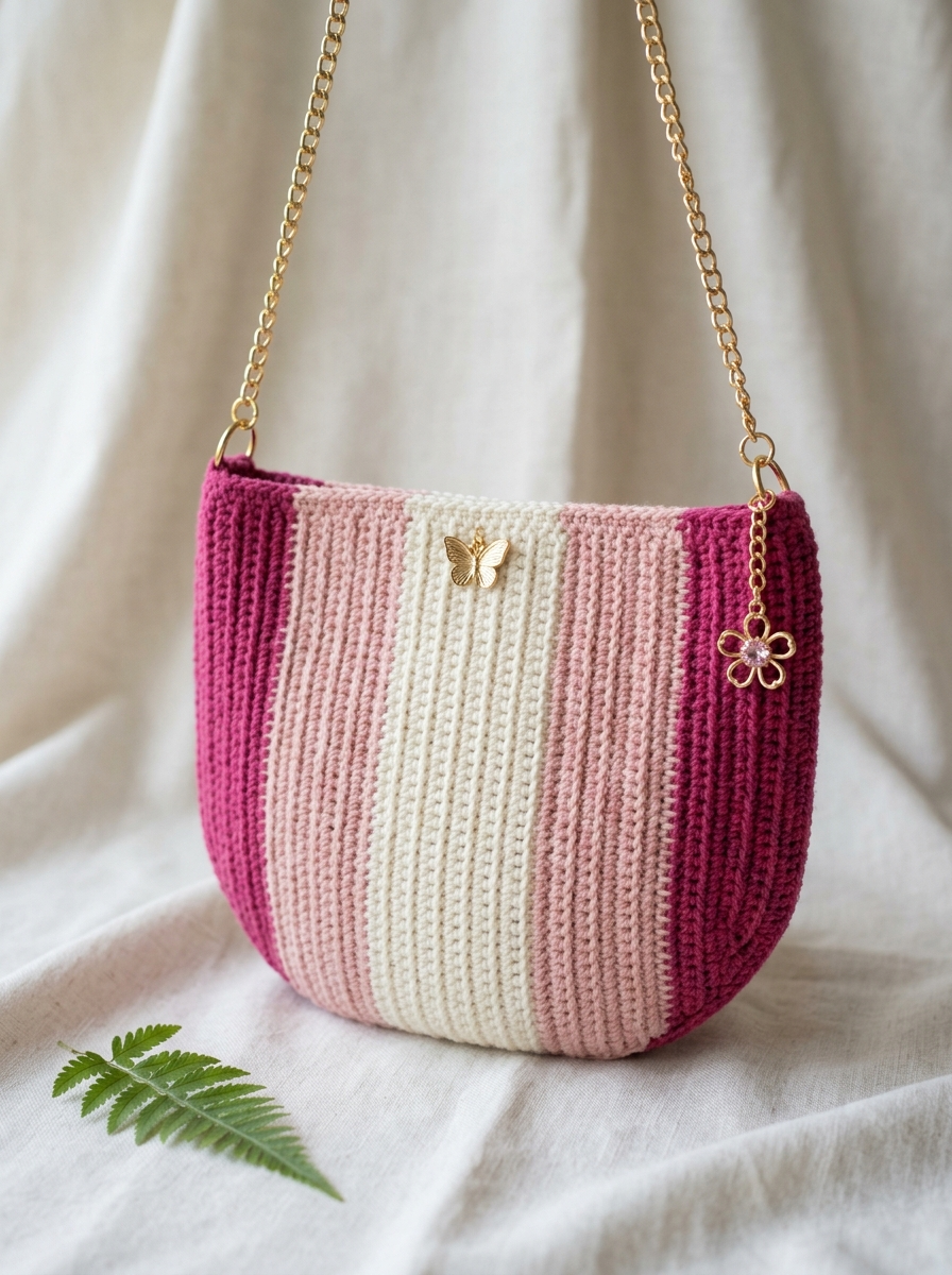 Springtime Pink Blossom Bag Free Crochet Pattern