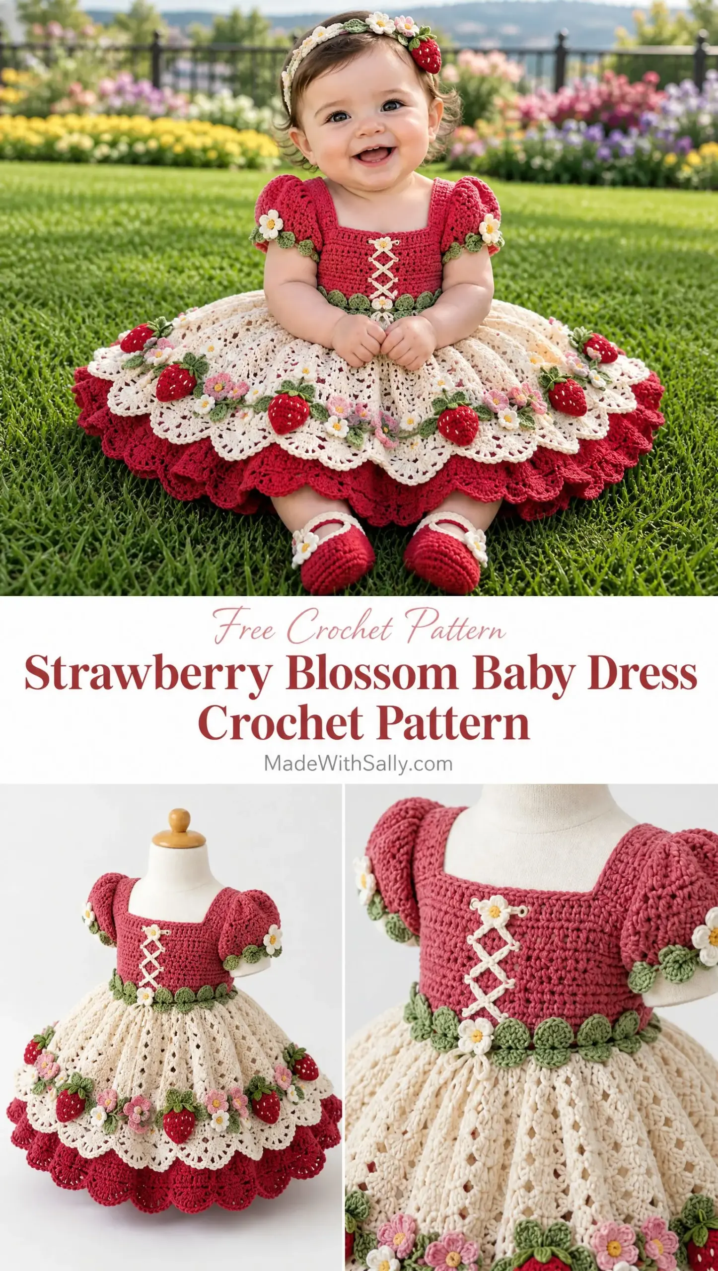 Strawberry Blossom Baby Dress Crochet Pattern