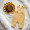 Sunflower Baby Bonnet and Overalls Free Crochet Pattern