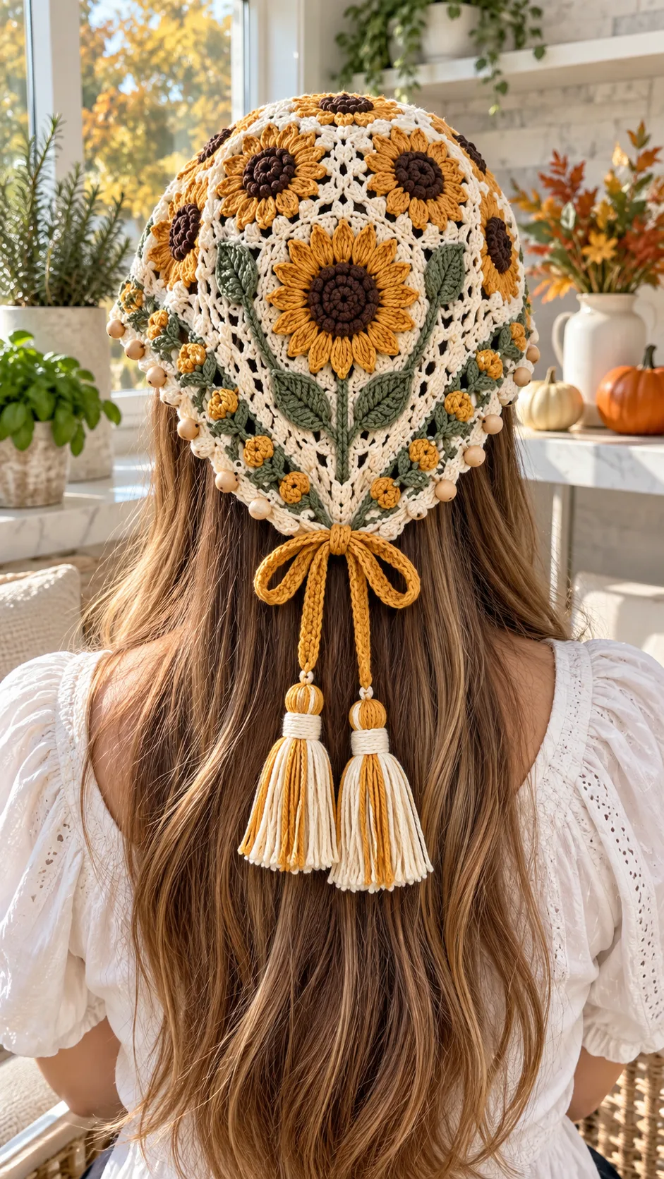 Sunflower Meadow Headscarf Crochet Pattern