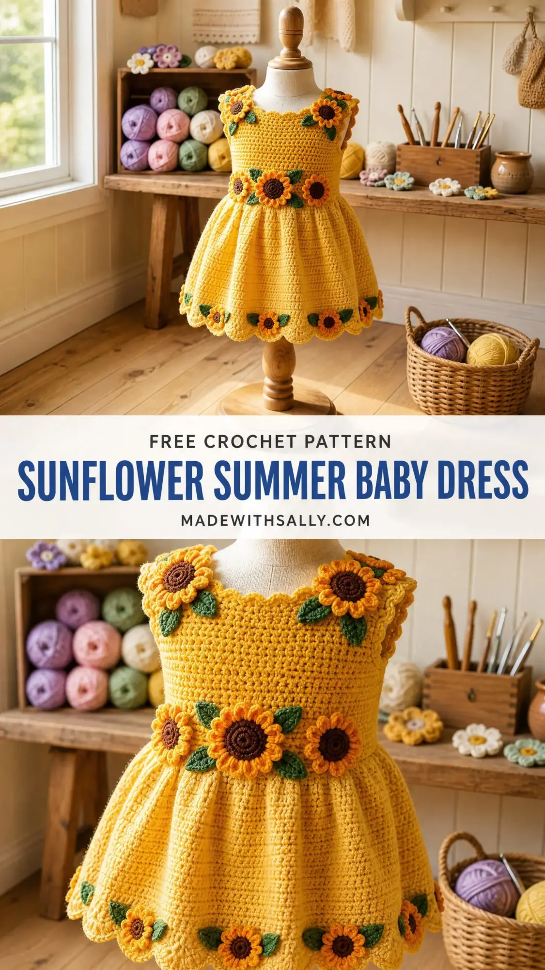 Sunflower Summer Baby Dress Free Crochet Pattern