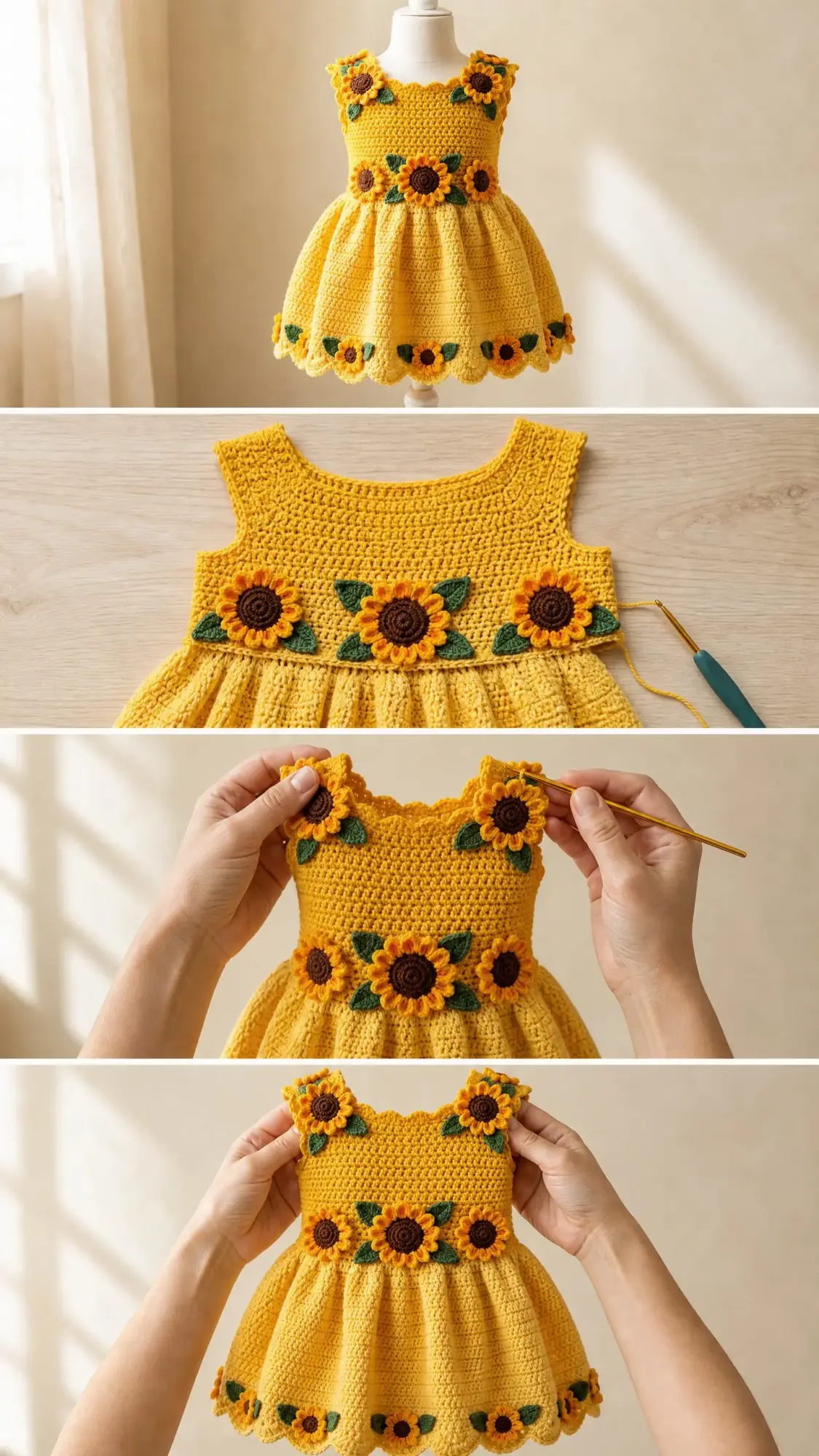 Sunflower Summer Baby Dress Free Crochet Pattern