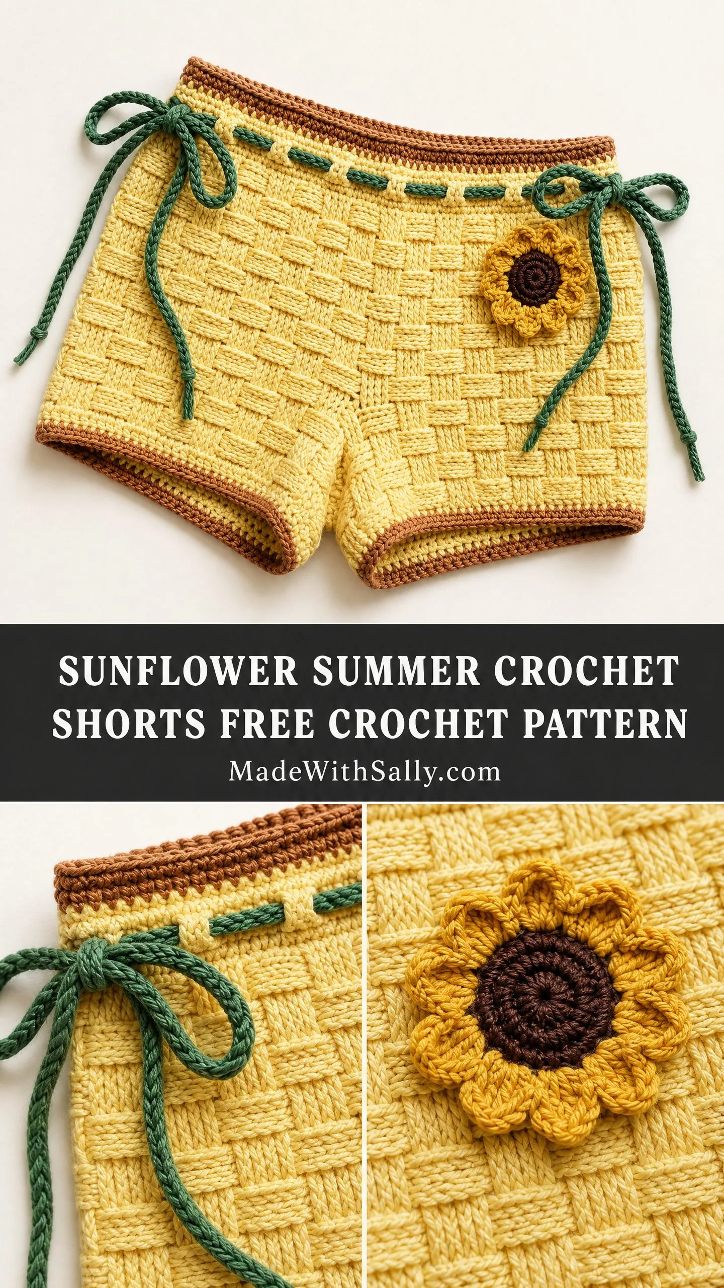 Sunflower Summer Crochet Shorts Free Crochet Pattern