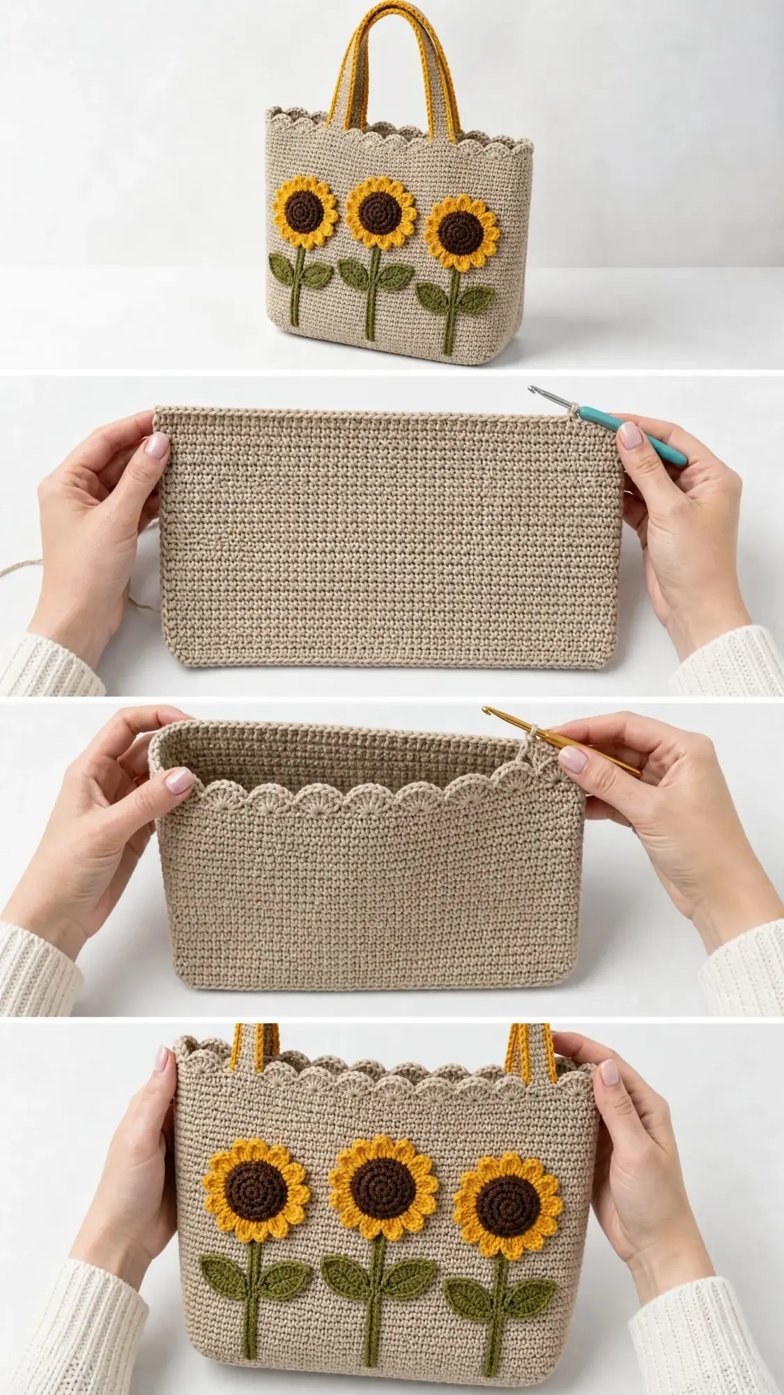 Sunflower Summer Tote Free Crochet Pattern