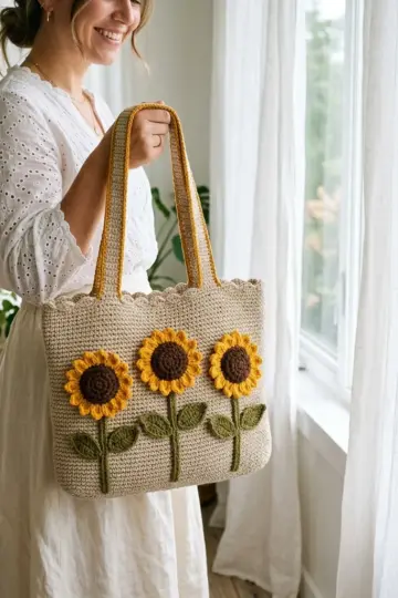 Sunflower Summer Tote Free Crochet Pattern