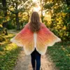 Sunset Ombre Butterfly Wrap Free Crochet Pattern
