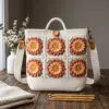 Sunset Ombre Flower Crossbody Bag Free Crochet Pattern