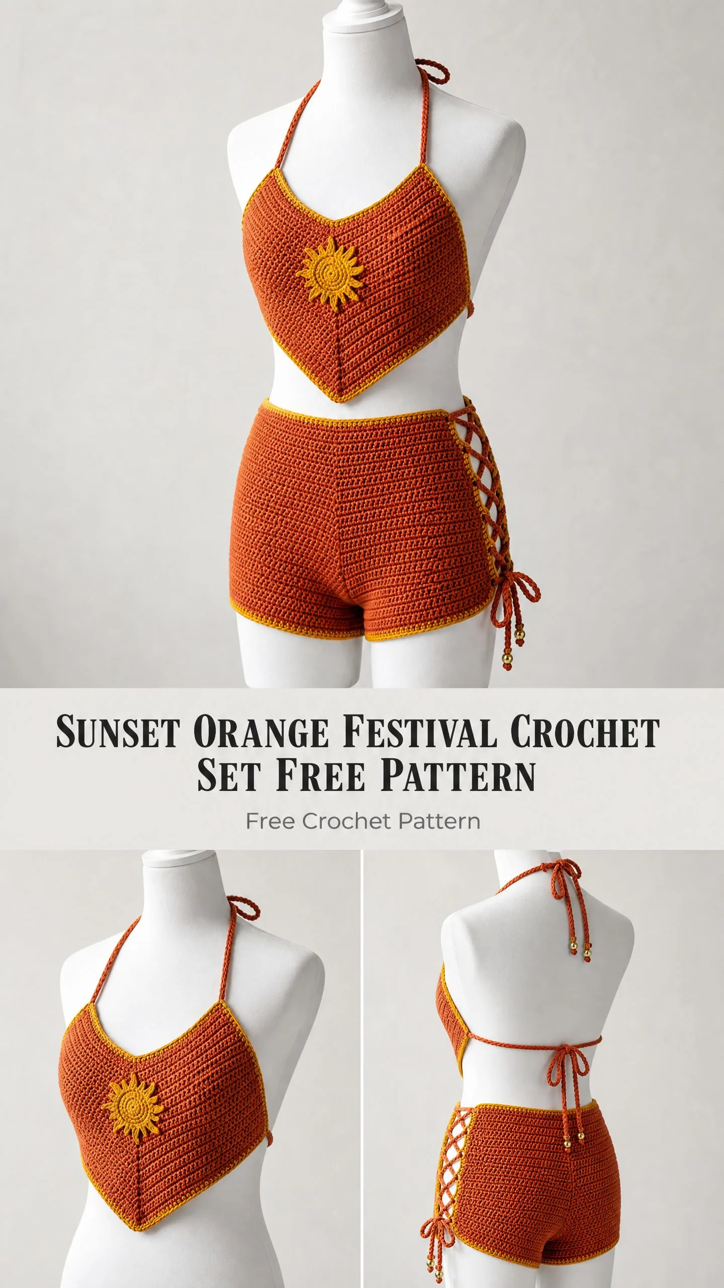 Sunset Orange Festival Crochet Set Free Pattern