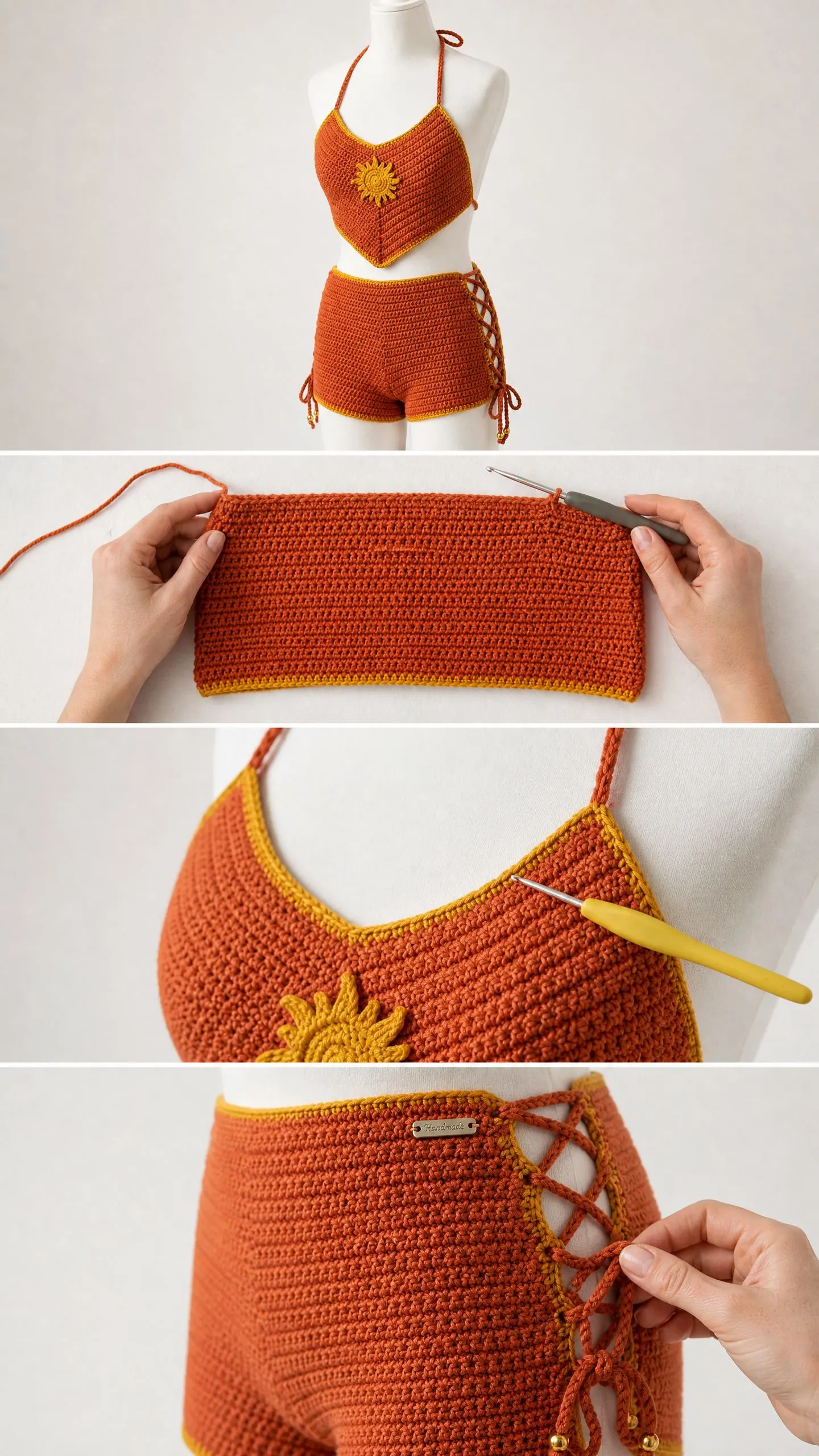 Sunset Orange Festival Crochet Set Free Pattern