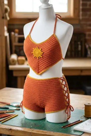 Sunset Orange Festival Crochet Set Free Pattern