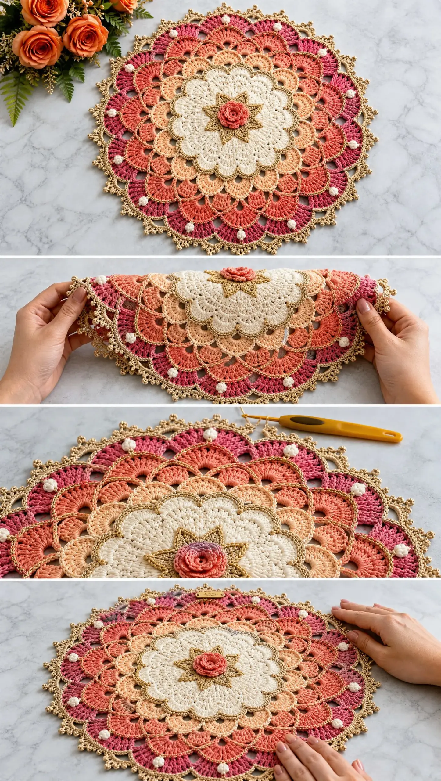 Sunset Shell Lace Placemat Crochet Pattern