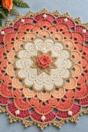 Sunset Shell Lace Placemat Crochet Pattern