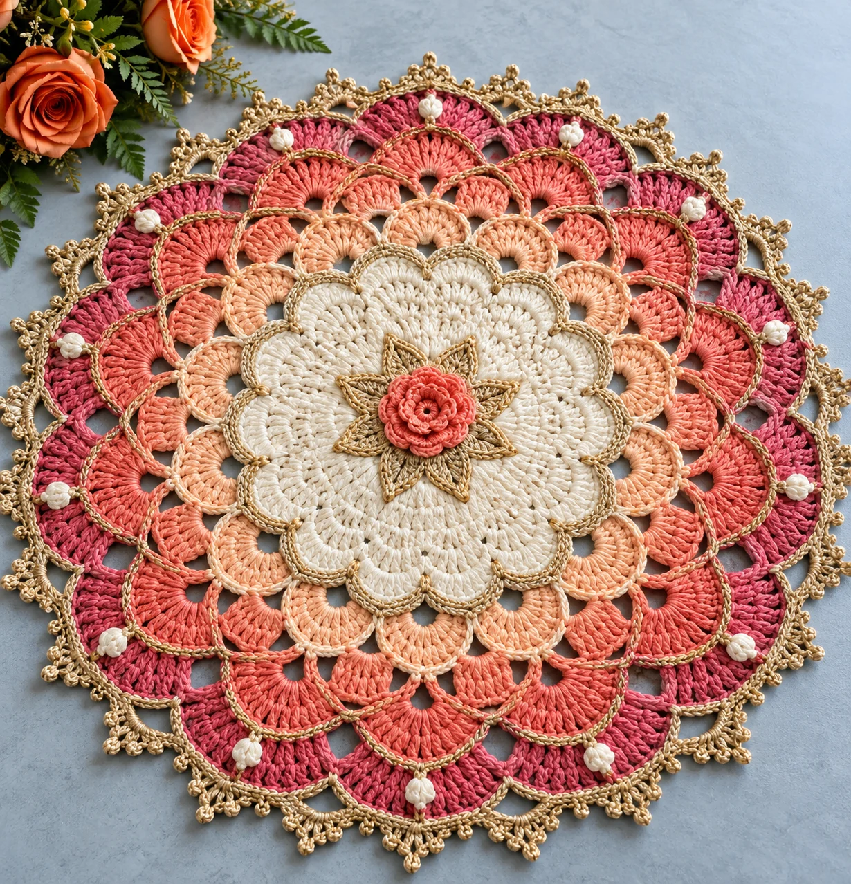 Sunset Shell Lace Placemat Crochet Pattern