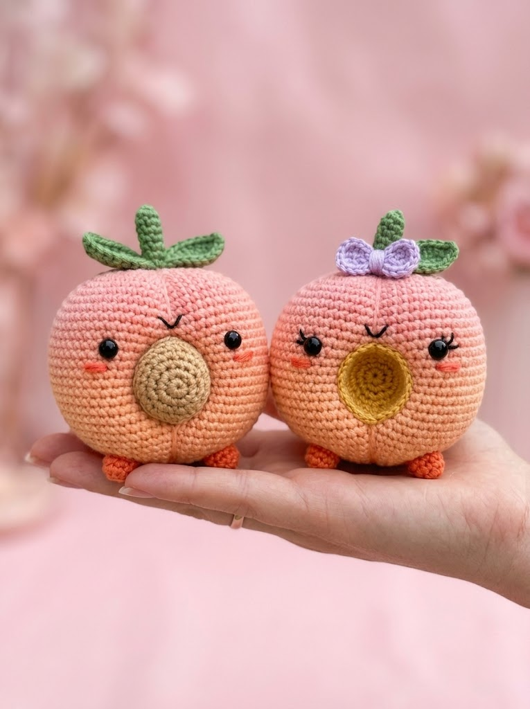 Sweet Peach Couple Amigurumi Free Crochet Pattern