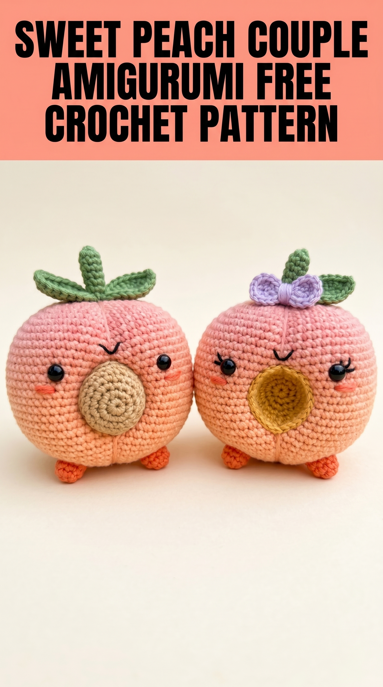Sweet Peach Couple Amigurumi Free Crochet Pattern