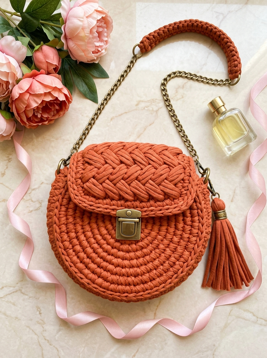 Terracotta Boho Circle Bag Crochet Pattern (PDF Download)