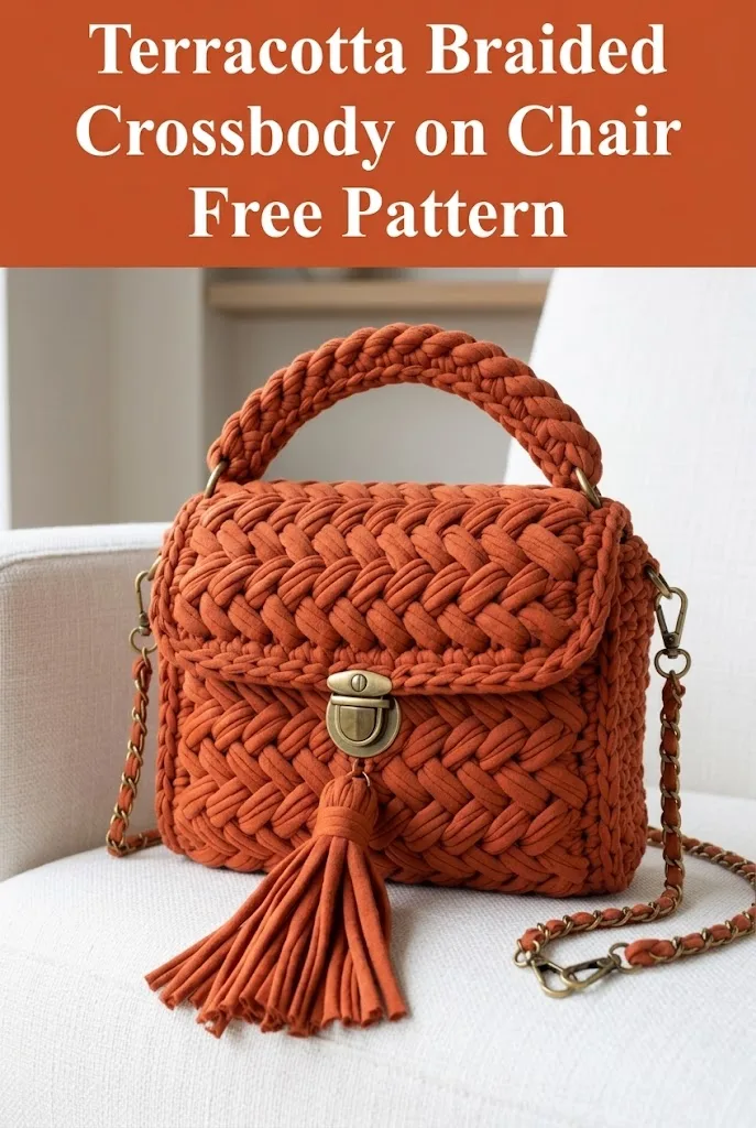 Terracotta Braided Crossbody on Chair Free Pattern