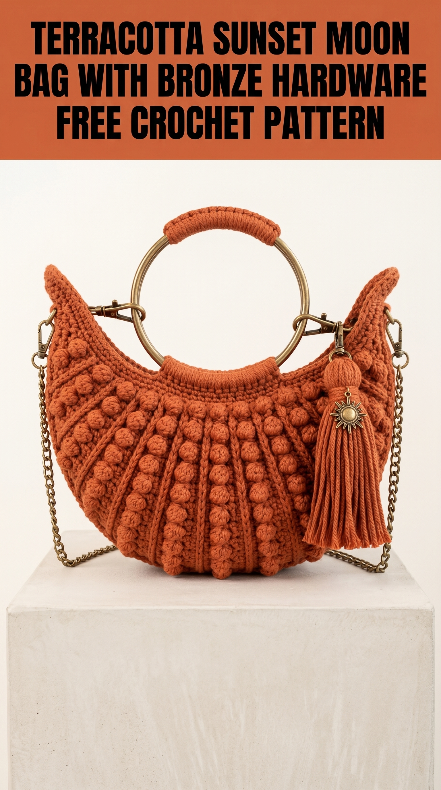 Terracotta Sunset Moon Bag with Bronze Hardware Free Crochet Pattern