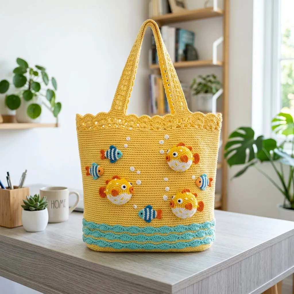 Tropical Puffer Fish Crochet Tote Free Pattern