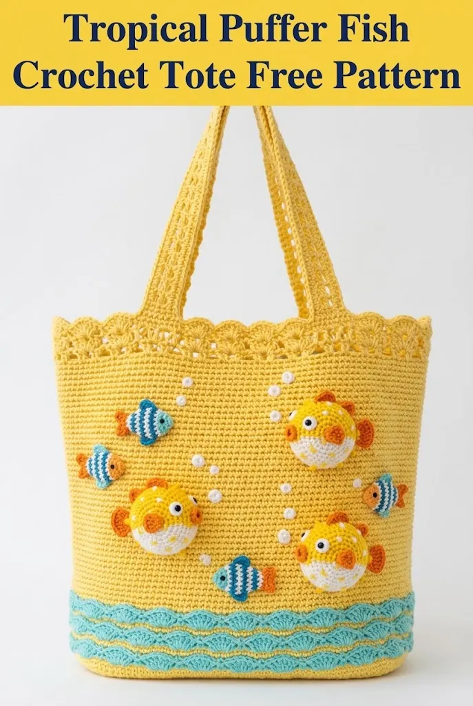 Tropical Puffer Fish Crochet Tote Free Pattern