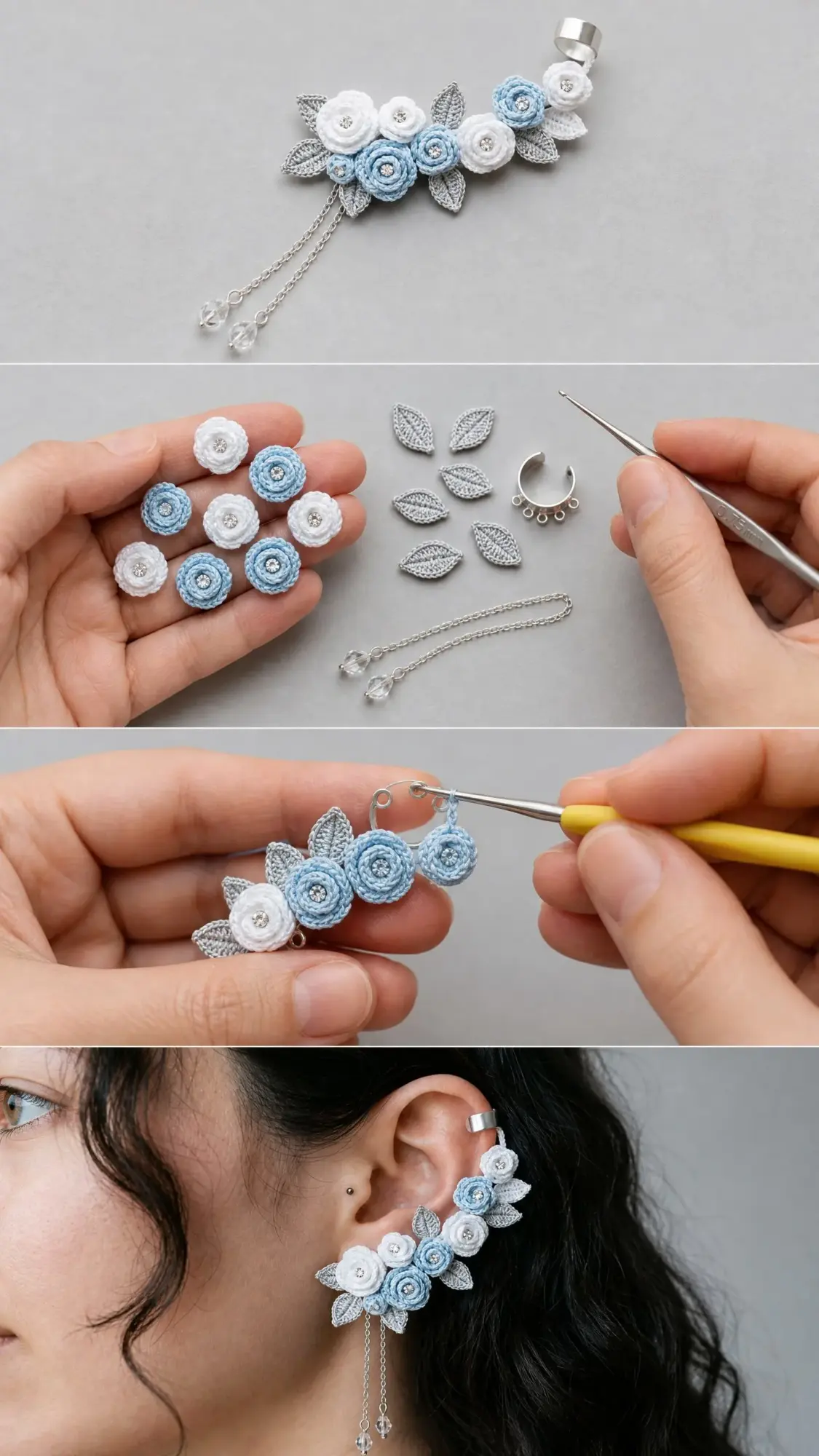 Winter Rose Ear Cuff Free Crochet Pattern
