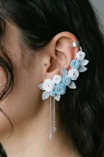 Winter Rose Ear Cuff Free Crochet Pattern