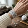 Winter White Rose Bracelet Free Crochet Pattern