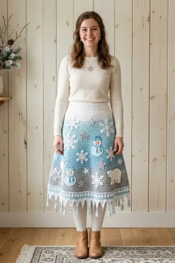 Winter Wonderland Snowflake Skirt Free Crochet Pattern